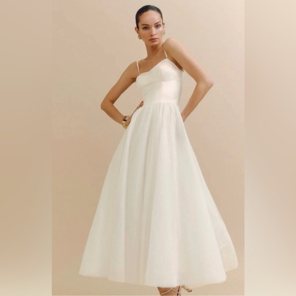 Reformation Alouette Tulle Midi Dress Ivory Brand New